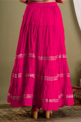 HouseOfCommon Striped Women Tiered Pink Skirt