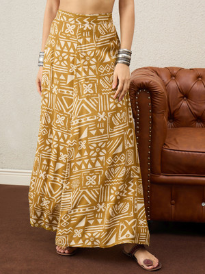 InWeave Printed Women A-line Yellow Skirt