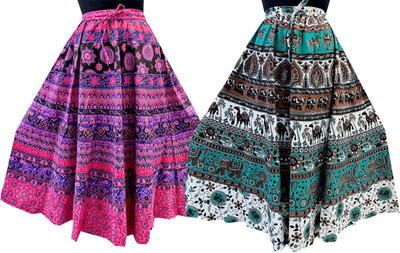 BAJRANGI FASHIONN Printed Women Flared Multicolor Skirt