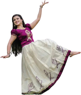 SN ONAKODI Printed Women Pleated Purple, White Skirt