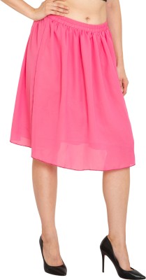 Gugg Solid Women A-line Pink Skirt