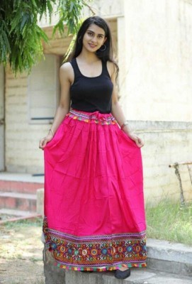 raghudas Embroidered Women Regular Pink Skirt