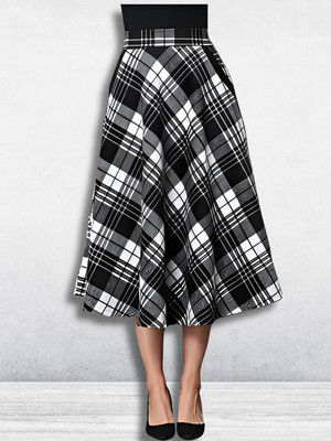 HIALTO Checkered Women Skorts Black Skirt