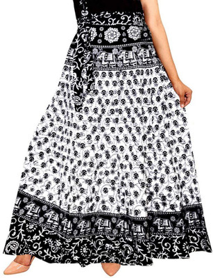 Unique Choice Printed Women Wrap Around White Skirt
