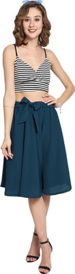 Aniyank Solid Women Flared Blue Skirt