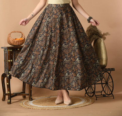 vagisha Printed Women Flared Brown Skirt