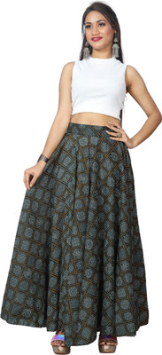 JYESHTA Printed Women Flared Green Skirt