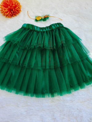 Fashionifyy Solid Girls Flared Green Skirt