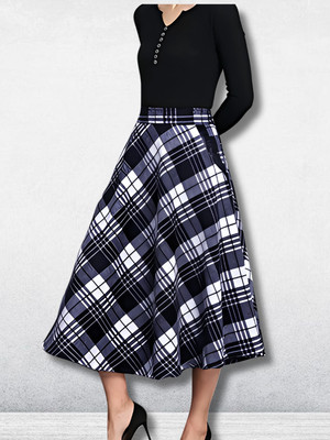 HIALTO Checkered Women Skorts Blue Skirt