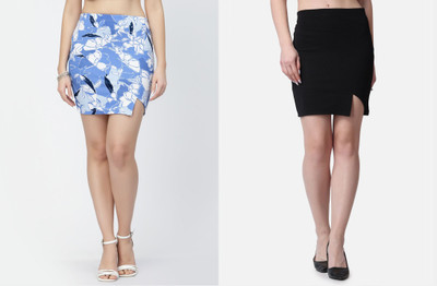 POPWINGS Printed Women Pencil Multicolor Skirt