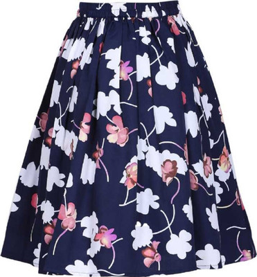 EKT FASHION Polka Print Girls A-line Dark Blue Skirt