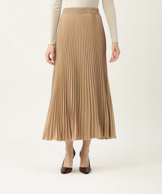 CHEMISTRY Solid Women Flared Beige Skirt