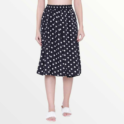 MAIYYAA COLLECTION Polka Print Women A-line Black Skirt