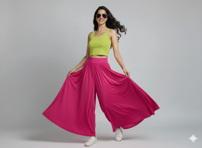 AzadFashion Flared Women Pink Trousers