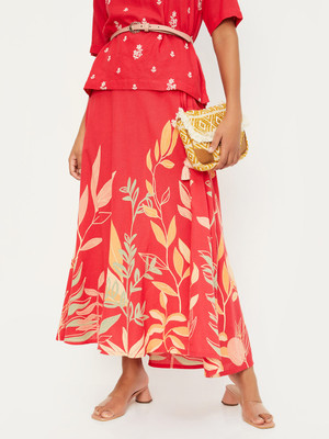 MAX Printed Women Regular Red Skirt