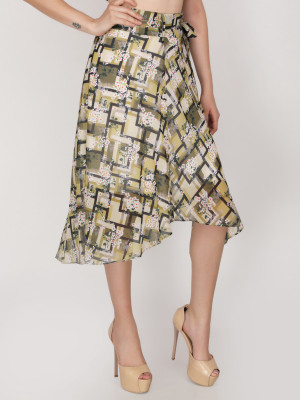 Jakanary Printed Women A-line Multicolor Skirt