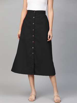 KHODIYAR ENTERPRISE Self Design Women Regular Black Skirt