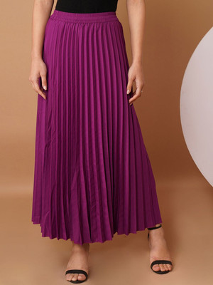 CHEMISTRY Solid Women Flared Purple Skirt