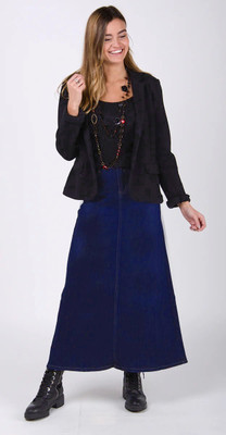 Achyutaya Fashion Solid Women A-line Dark Blue Skirt