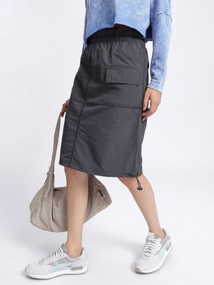 Dressberry Solid Women Straight Black Skirt