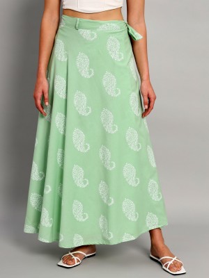 Ravaiyaa - Attitude Is Everything Floral Print Women Wrap Around Light Green Skirt