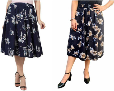 Manat Diva Floral Print Women A-line Multicolor Skirt