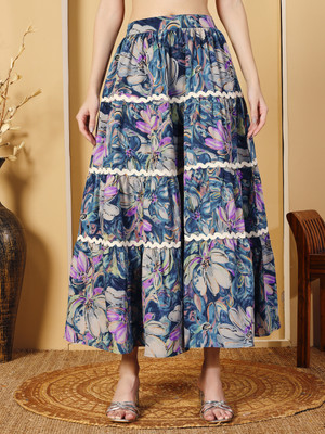 OTABU Printed Women Flared Multicolor Skirt
