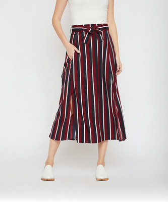 RARE Striped Women A-line Maroon Skirt