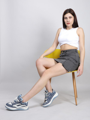 SWISHIN Solid Women Straight Grey Skirt