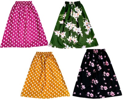 IndiWeaves Floral Print, Polka Print Girls A-line Multicolor Skirt