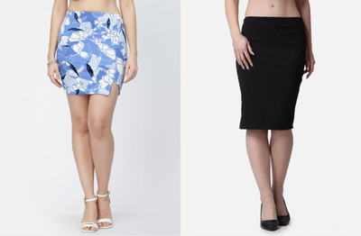 POPWINGS Printed Women Pencil Multicolor Skirt