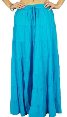 Custom-fashion Solid Women Flared Blue Skirt