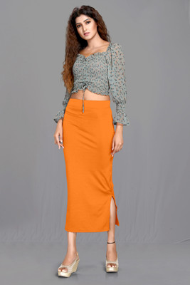 DRESQUE STORE DS_PC_TEX_3710_ORANGE Polyester Petticoat(M)