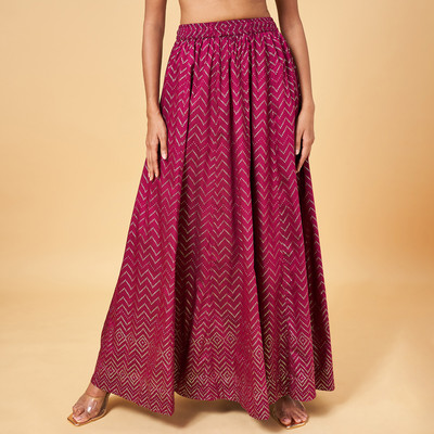 Rangmanch by Pantaloons Printed Women Flared Purple Skirt