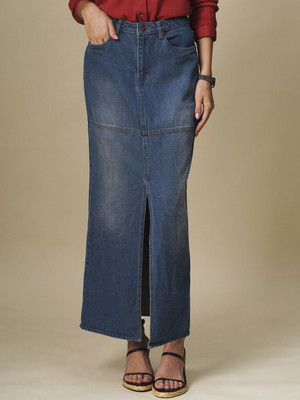 CHEMISTRY Solid Women A-line Blue Skirt