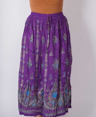 Fashionowl Embroidered Women Regular Purple Skirt