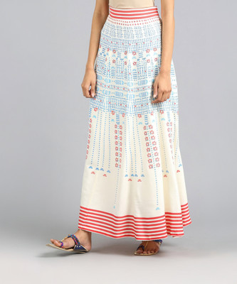 W Printed Women Regular White Skirt