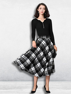 HouseOfCommon Checkered Women Skorts Black, White Skirt
