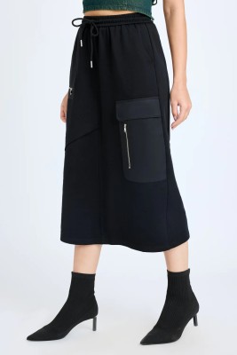 Freakins Solid Women Regular Black Skirt