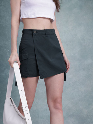 Roadster Solid Women Skorts Green Skirt