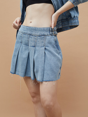 Ginger by Lifestyle Solid Women Regular Blue Skirt