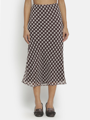Office & you Polka Print Women A-line Brown Skirt