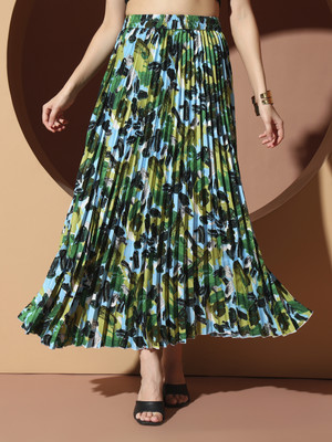 OTABU Printed Women Pleated Multicolor Skirt