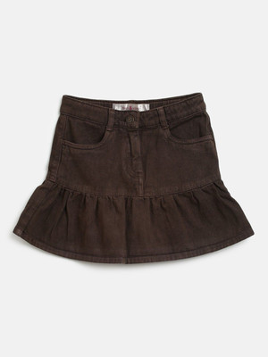ANISHAN FASHION TREND Solid Girls Regular Brown Skirt