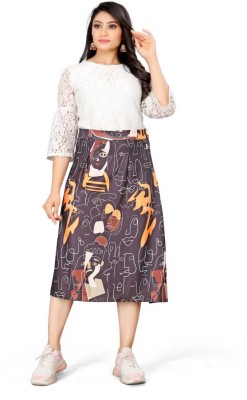 shadowone Self Design Women Regular Black Skirt