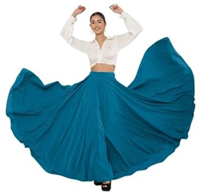 JYESHTA Solid Women Flared Light Blue Skirt