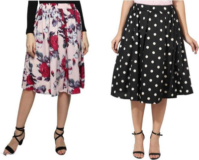 MAIYYAA COLLECTION Floral Print, Polka Print Women A-line Multicolor Skirt