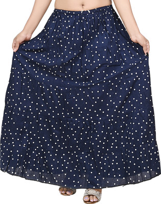 TVESA Floral Print Women Regular Black Skirt