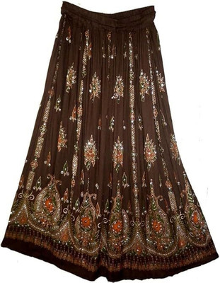 VINIROH Floral Print Women Flared Brown Skirt