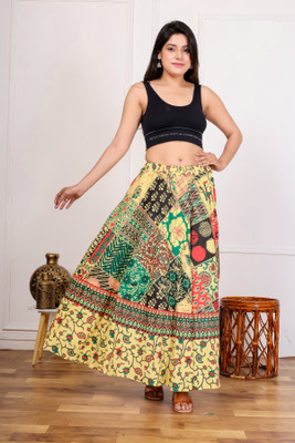 Trendy Fab Printed Women Flared Multicolor Skirt